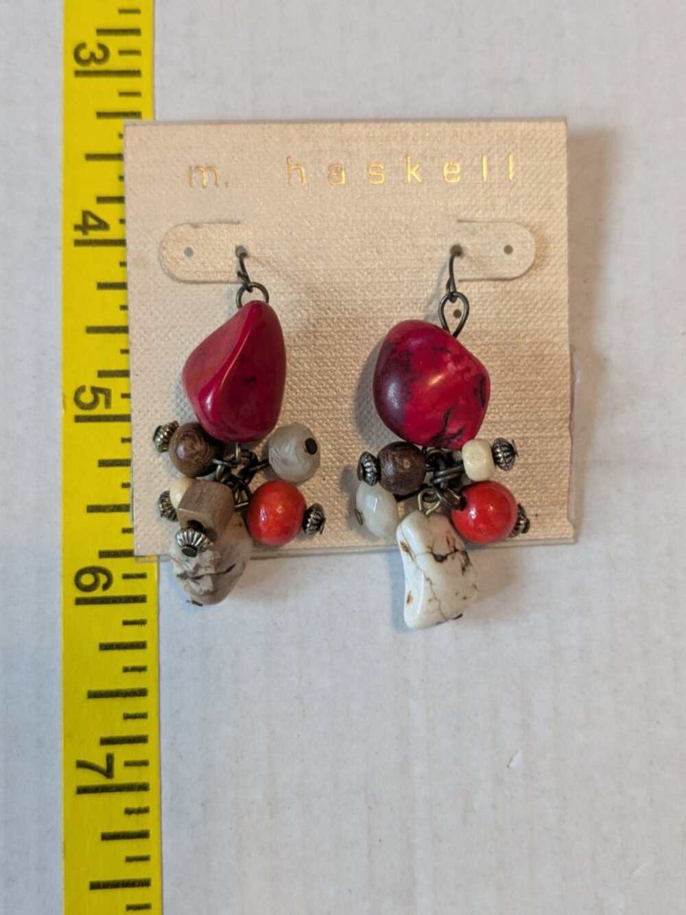 M Haskell (Miriam Haskell) Stone Beaded Dangle Pierced Earrings